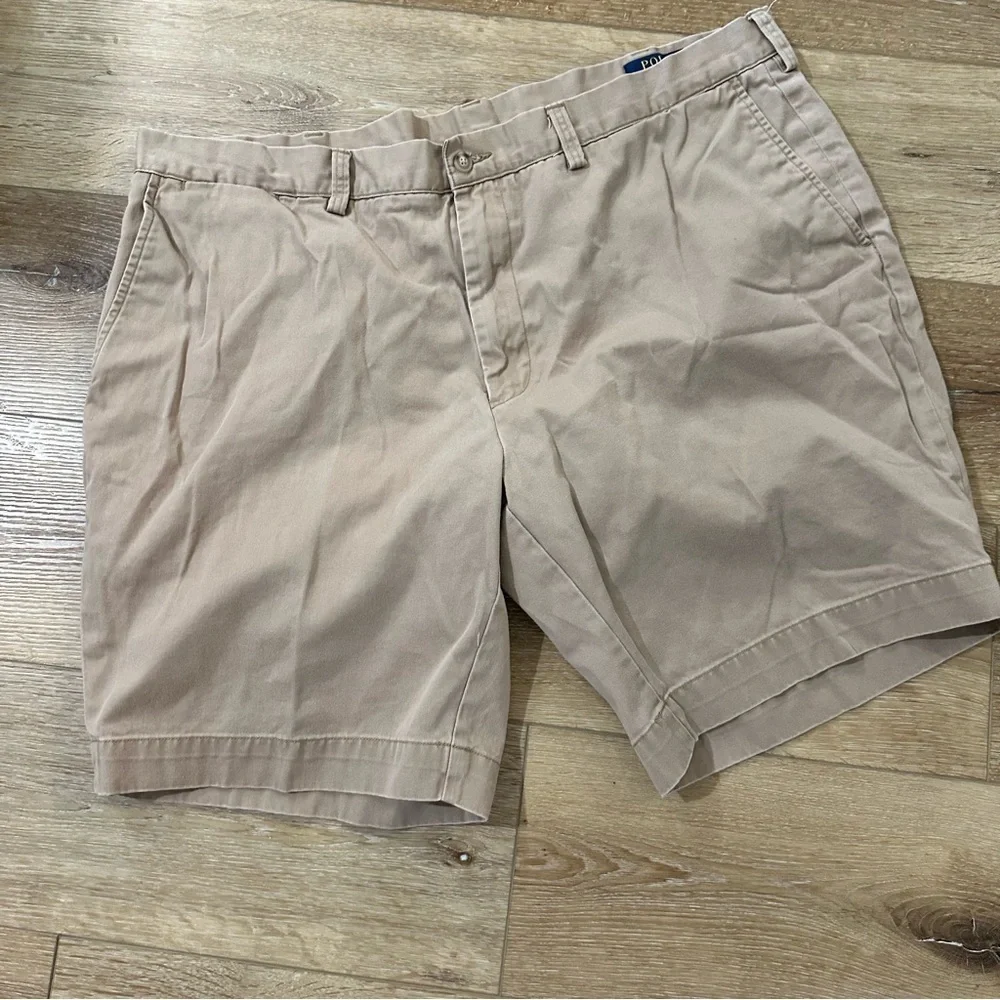 Polo Ralph Lauren Men’s Cotton Khaki Flat Front Chino Shorts Sz 42 GUC